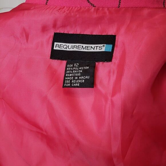 Vintage Requirements Pink Notched Collar Blazer womens 12 L large Work Office - Picture 7 of 9